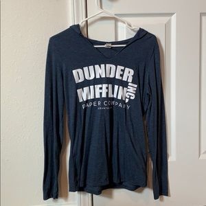 S Dunder Mifflin Long Sleeve Hooded T-Shirt